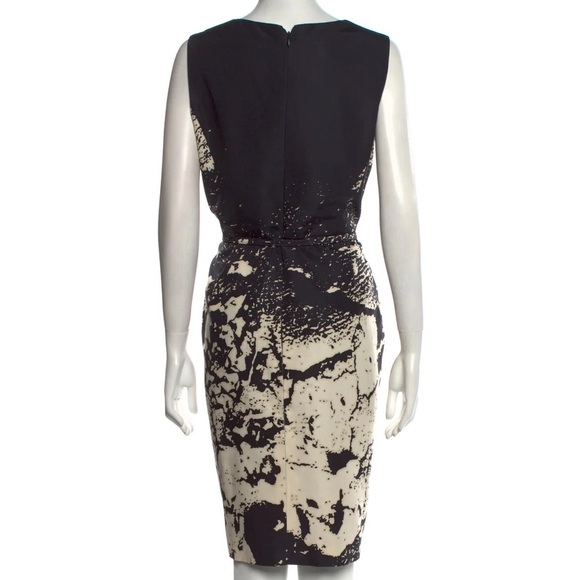 Oscar de la Renta black & cream belted silk sheath dress - size Large (L) - Picture 4 of 4